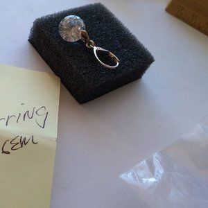 Single Simulated pink diamond with gold loop locking earring costume jewelry